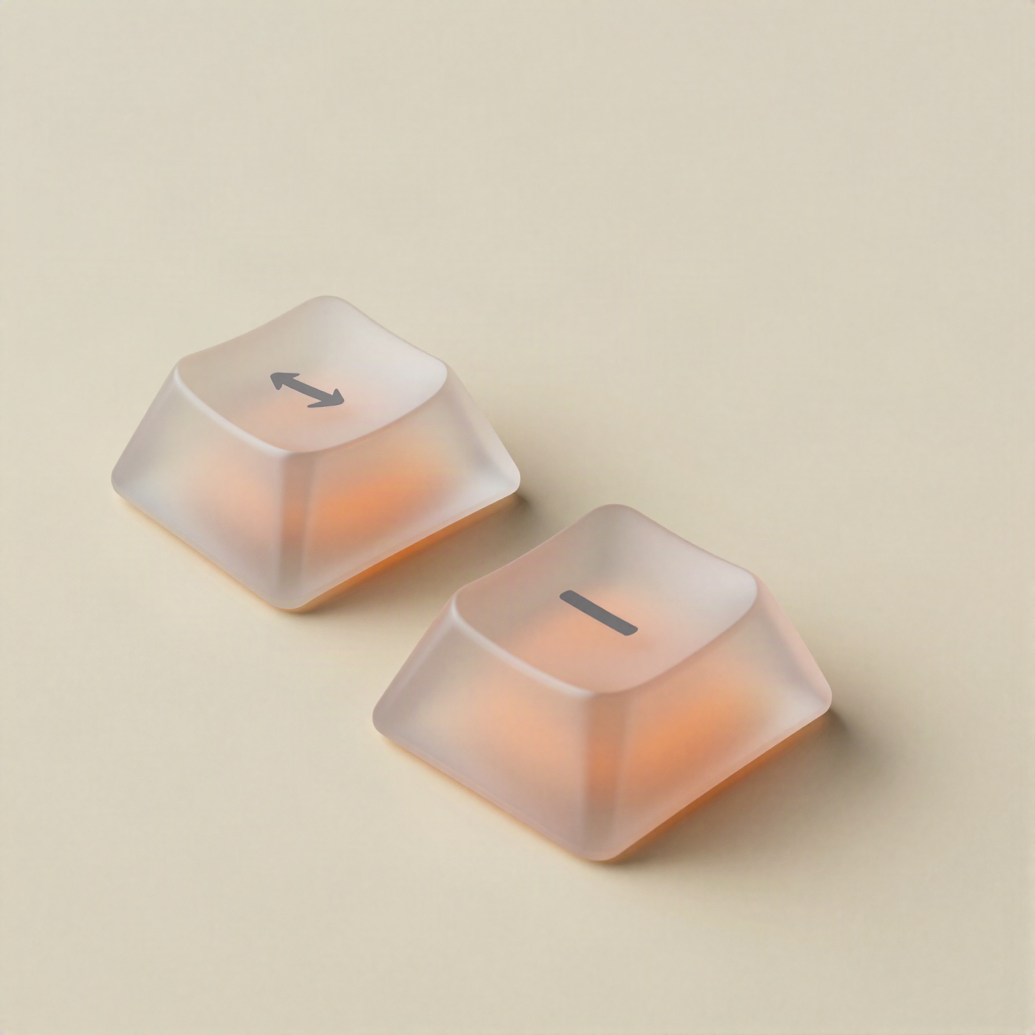 Two frosted keyboard keys: return and command